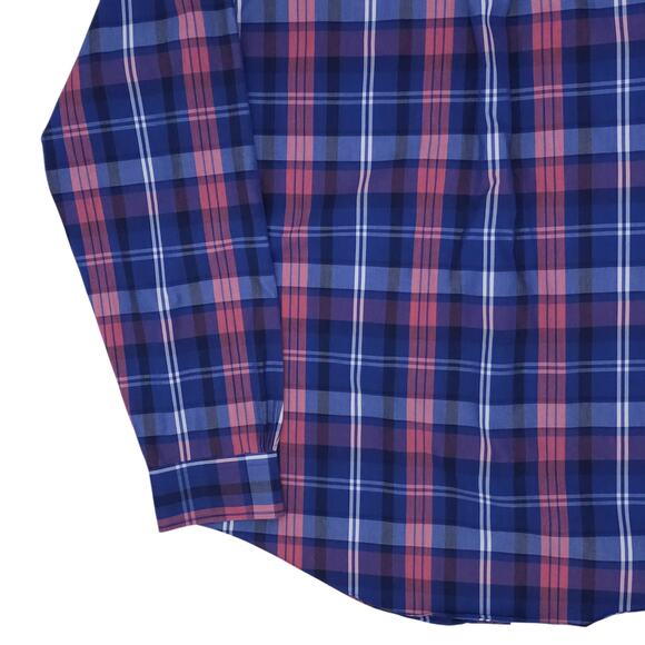 Brooks Brothers Shirt Mens Large Blue Pink Plaid Long Sleeve Regent Supima - Picture 11 of 12